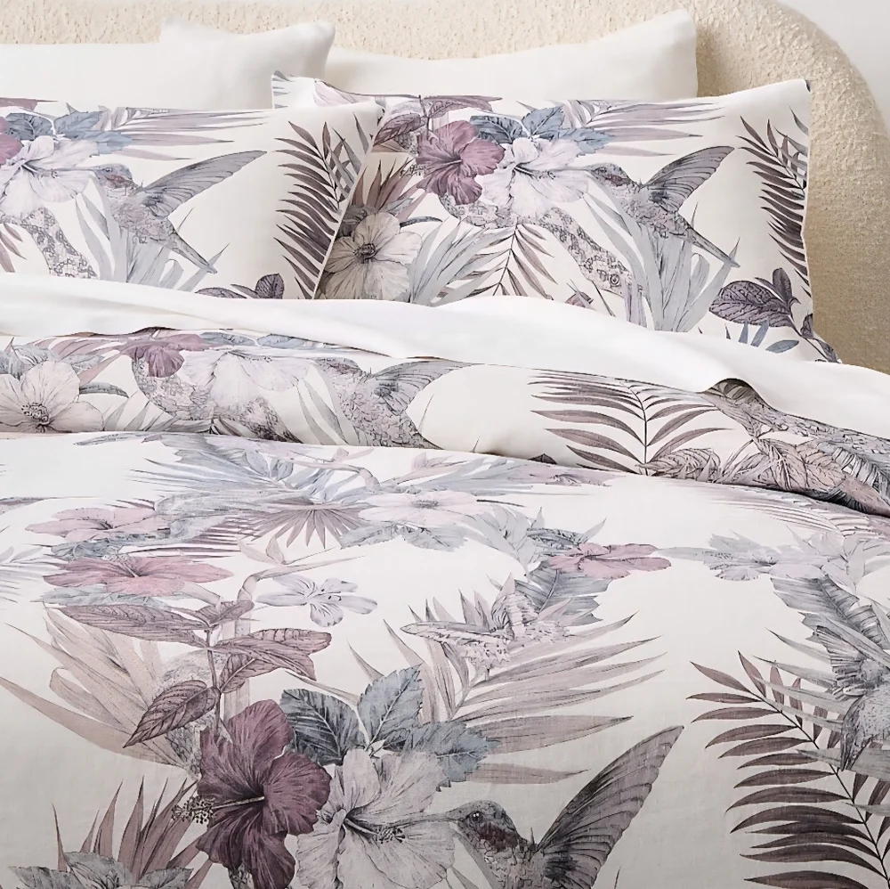 ❤️BUY 2 GET 1 FREE Eden Off White & Smoked Mauve Linen King & Standard Set